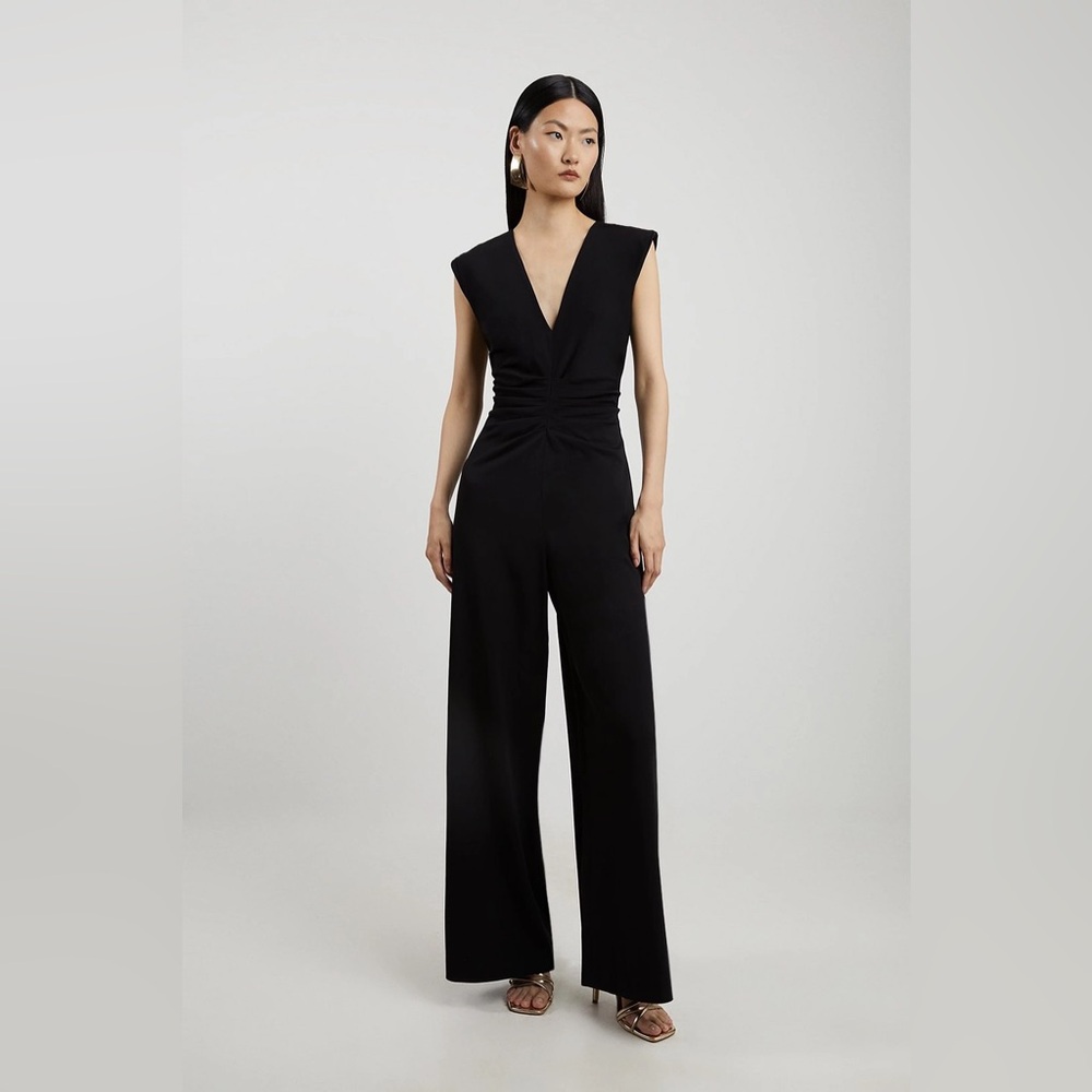 NWT Karen Millen Tailored Ruched Waist Detail Wide Leg Jumpsuit